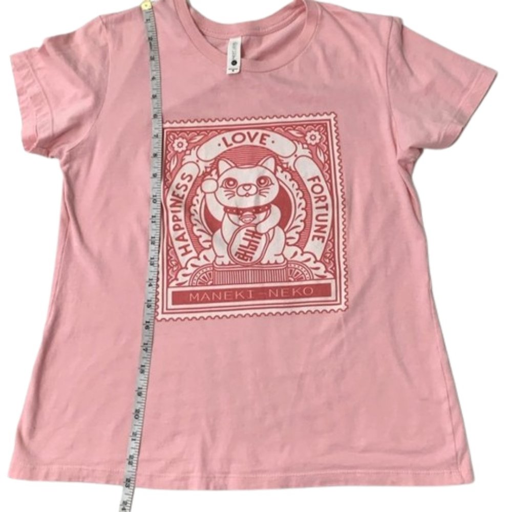 Next Level Cotton Black Maneki Neko T-Shirt Short Sleeve Size M - Picture 7 of 7